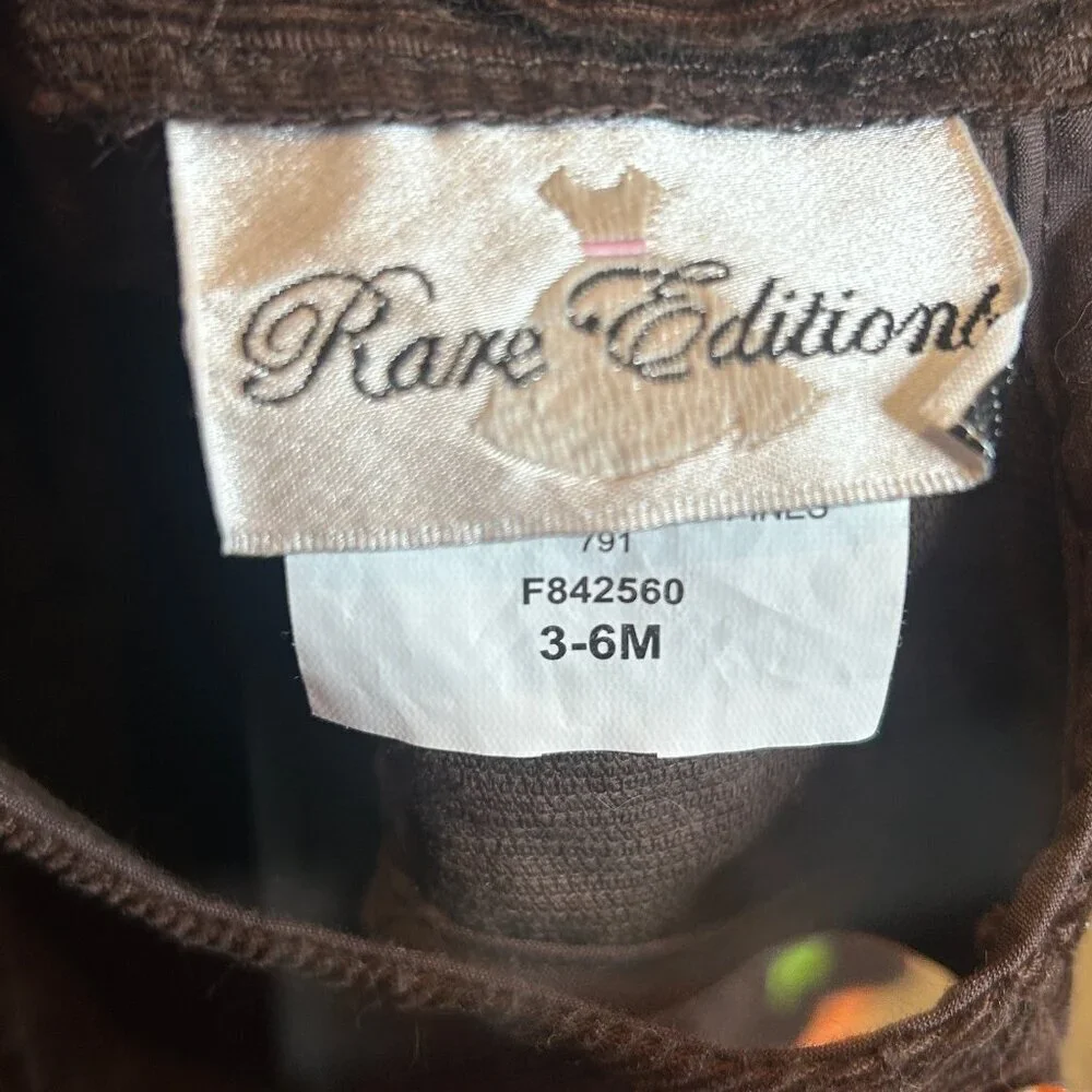 Rare Editions Baby's First Thanksgiving Corduroy  Dress Size 3-6 Months NWOT